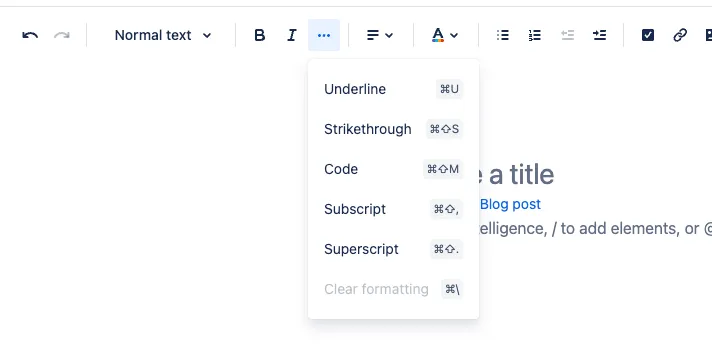 Confluence toolbar drop down
