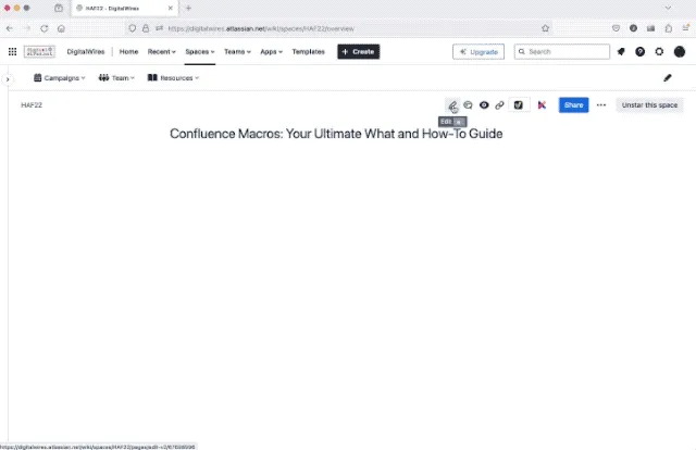insert confluence macro show