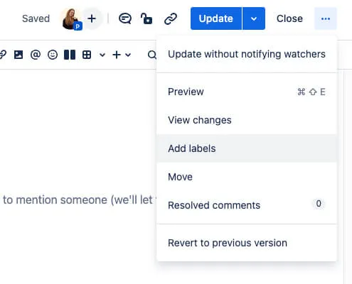 Add labels in Confluence