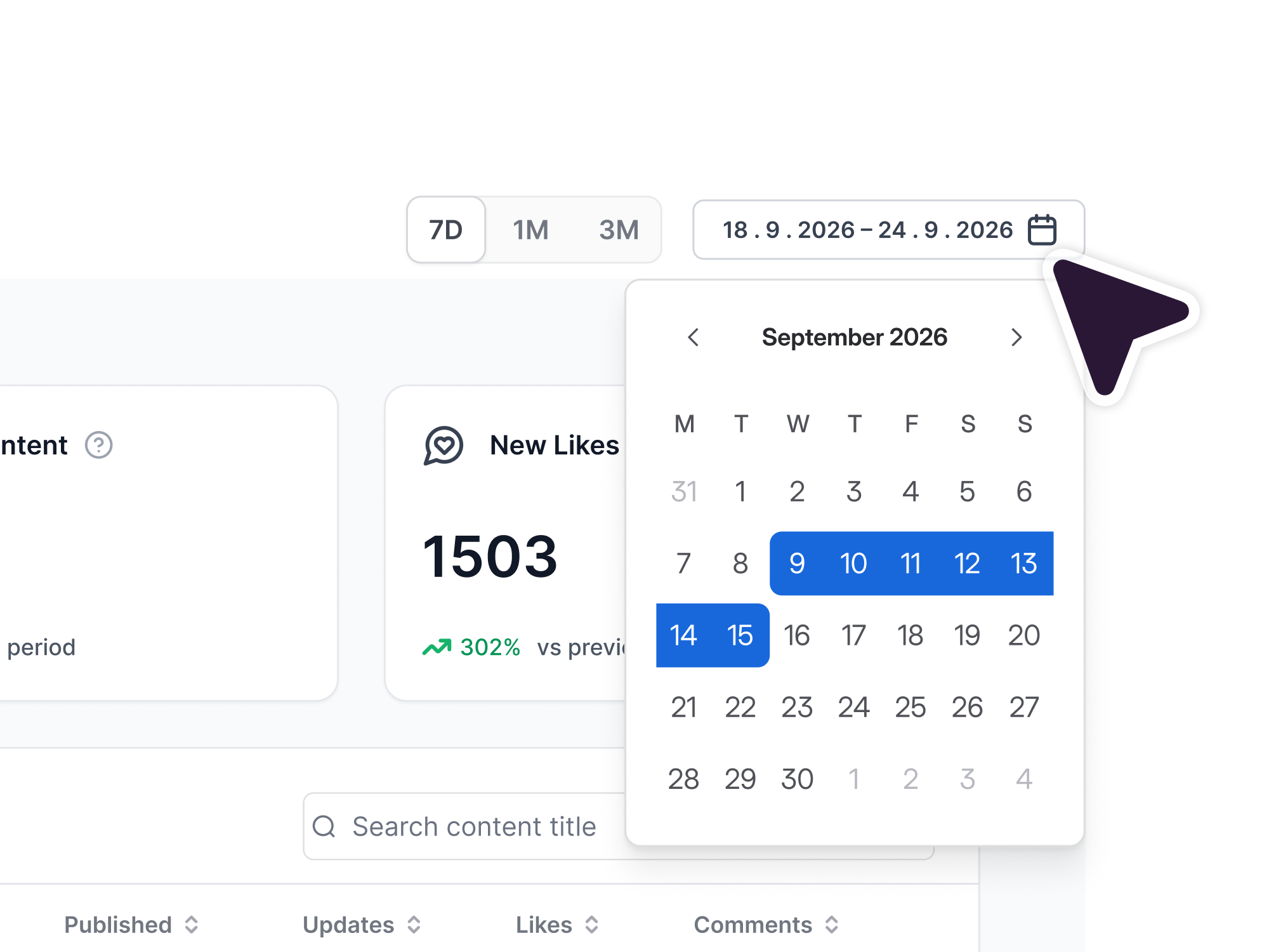 Custom date ranges with automatic comparison