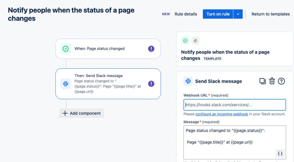 Change page status automation