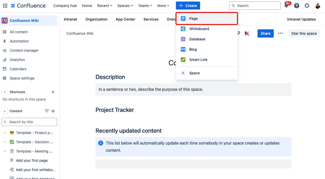 add page to confluence wiki
