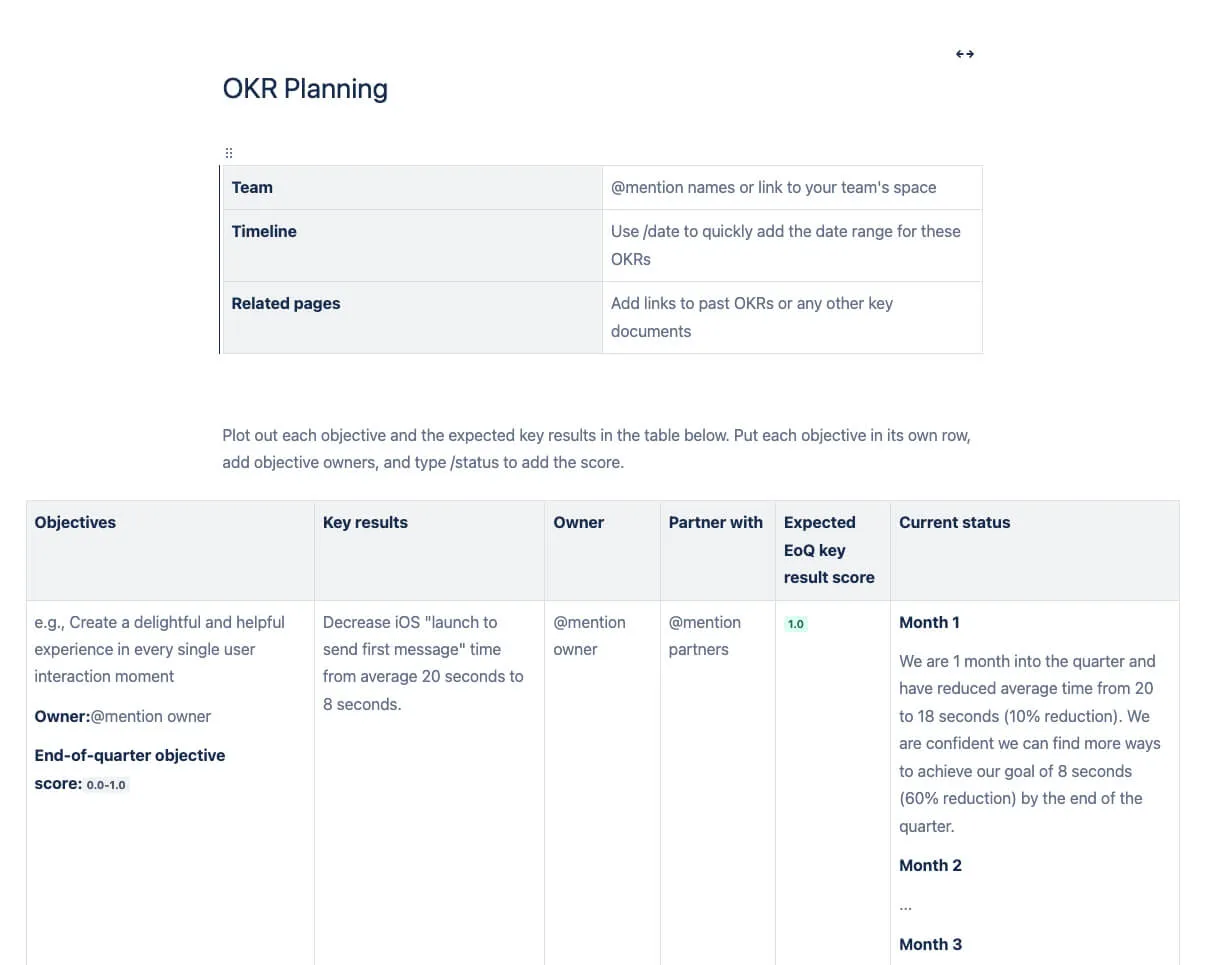 okr planning template overview