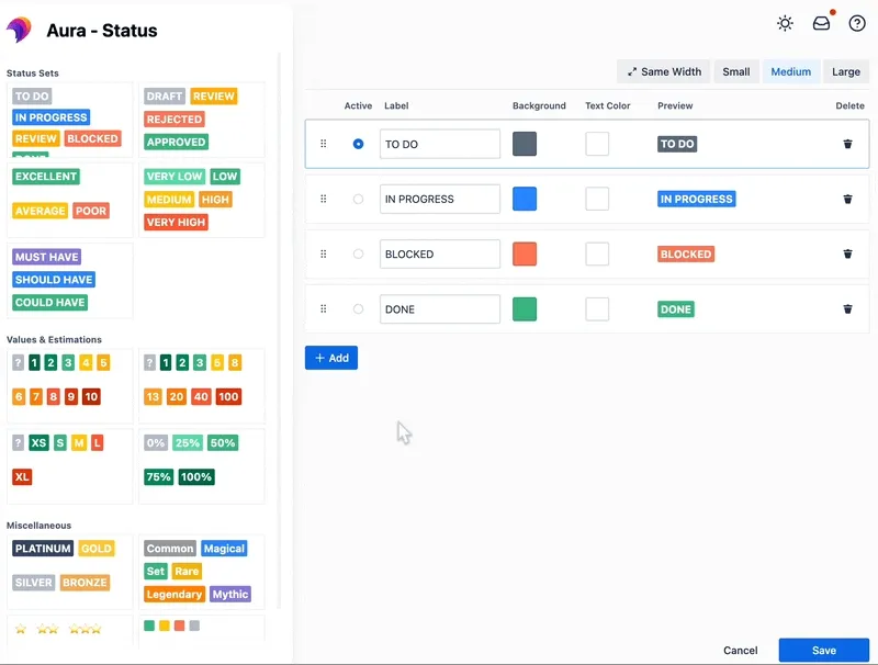 status set macro Confluence